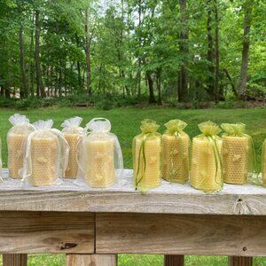 SOLD - 10 Homemade Beeswax Candles in Bags